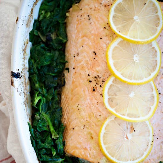 Salmon with Curried Spinach