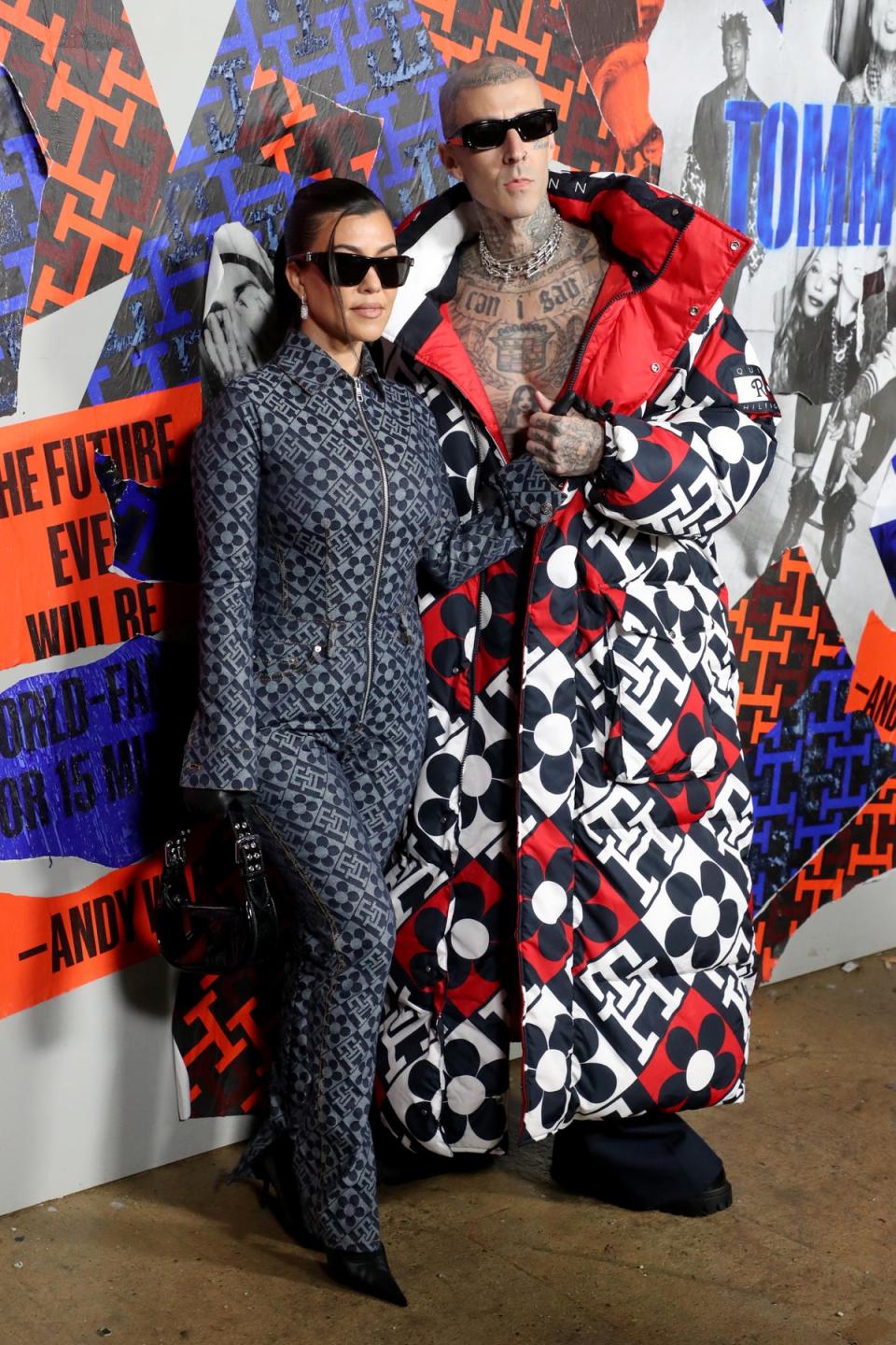 Kourtney Kardashian and Travis Barker at Tommy Hilfiger (Getty Images for NYFW: The Shows)