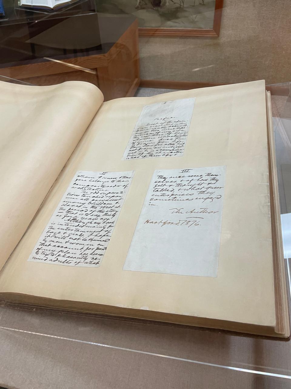 Mark Twain's newly restored original manuscript of "The Adventures of Tom Sawyer" was unveiled at the Mark Twain Birthplace State Historic Site in Florida, Mo. on Sept. 28, 2023.