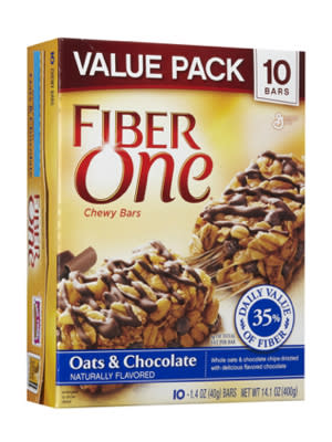 <div class="caption-credit"> Photo by: courtesy of soap.com</div><b>THE WINNERS</b> <br> <br> <b>Fiber One bar, Oats & Chocolate (1.4 oz) <br> The Good:</b> Nine grams of fiber, calcium-rich, and it's chocolate. <br> <b>The Bad:</b> High in carbs and sugar. <br> <b>The Bottom Line:</b> The extra fiber will keep you full.