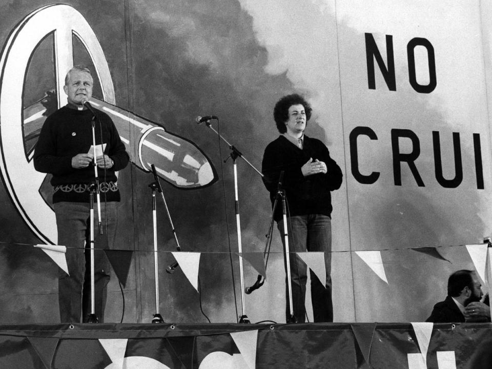 Speaking at a CND rally in Hyde Park (Getty)