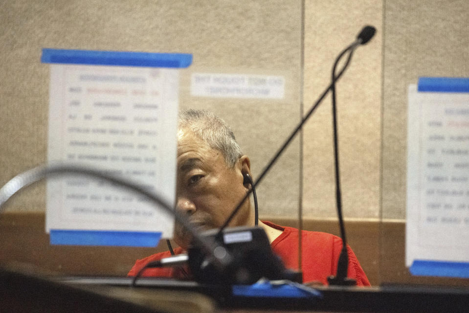 Chunli Zhao appears for his arraignment at San Mateo Superior Court in Redwood City, Calif., on Wednesday, Jan. 25, 2023. Zhao, a farmworker accused of killing seven people in back-to-back shootings at two Northern California mushroom farms was charged Wednesday with seven counts of murder and one of attempted murder. Zhao, 66, made his first court appearance. (Shae Hammond/Bay Area News Group via AP, Pool)