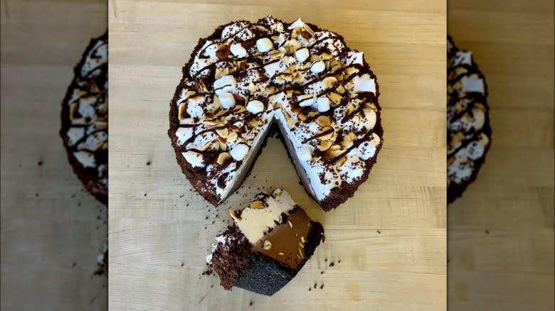 Rocky road pie on table