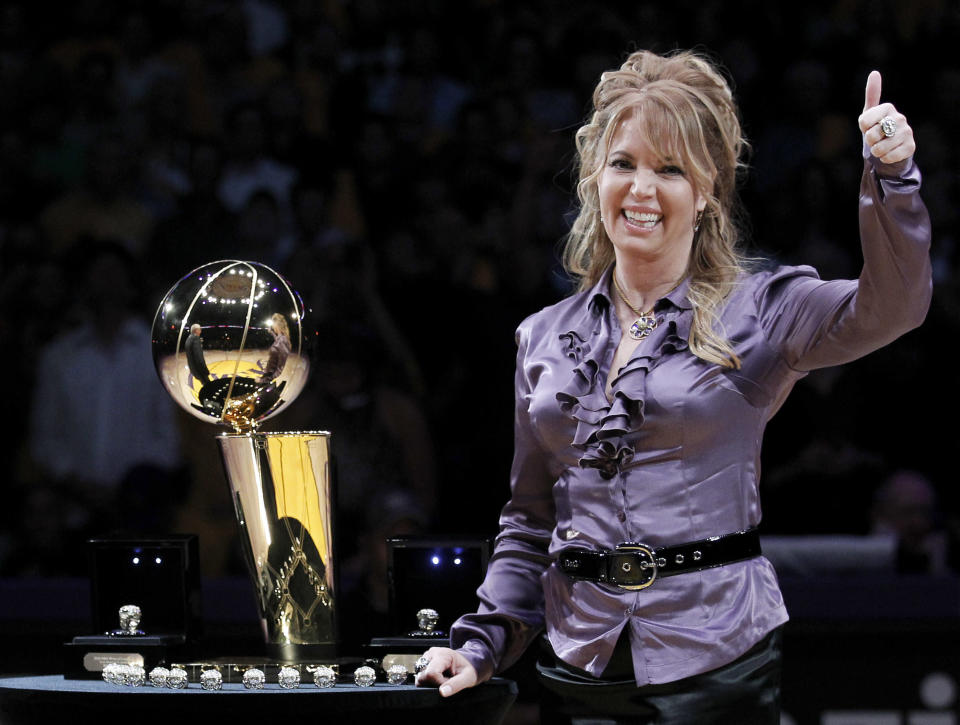Jeanie Buss served as an executive on the business operations side of the Lakers when last they won an NBA championship. (AP)