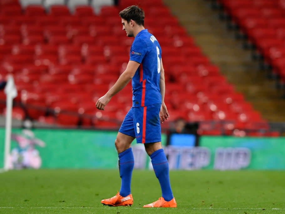 Harry Maguire is sent off in the first halfPOOL/AFP via Getty Images