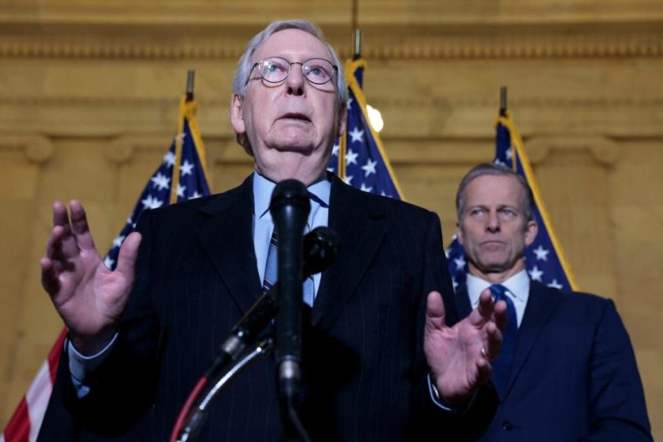 Senators Address The Media After Their Weekly Policy Luncheons