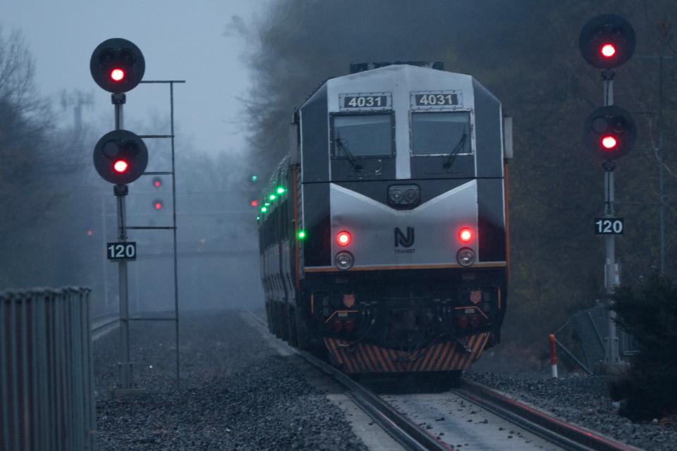 An NJ Transit train departs the Clifton Station on Thursday April 11, 2024.