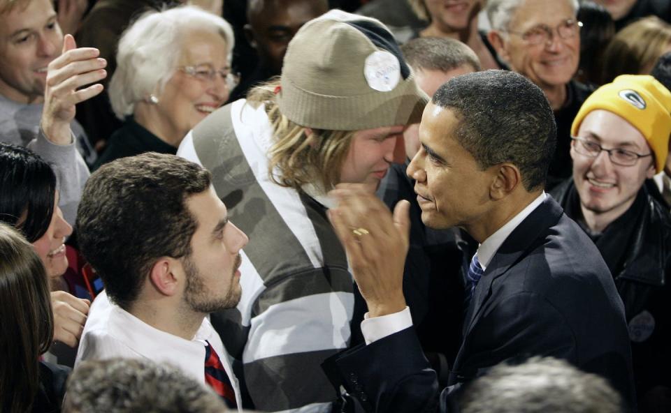 Sen. Barack Obama’s surprise win in the 2008 Iowa caucuses helped propel him to the presidency. <a href="http://www.apimages.com/metadata/Index/Obama-2008/a48b051db43c455ba950a68b56de00d1/48/0" rel="nofollow noopener" target="_blank" data-ylk="slk:AP/M. Spencer Green;elm:context_link;itc:0;sec:content-canvas" class="link ">AP/M. Spencer Green</a>