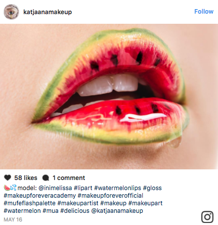 Makeup artists on Instagram have been creating delicious watermelon makeup look on their lips and eyelids.