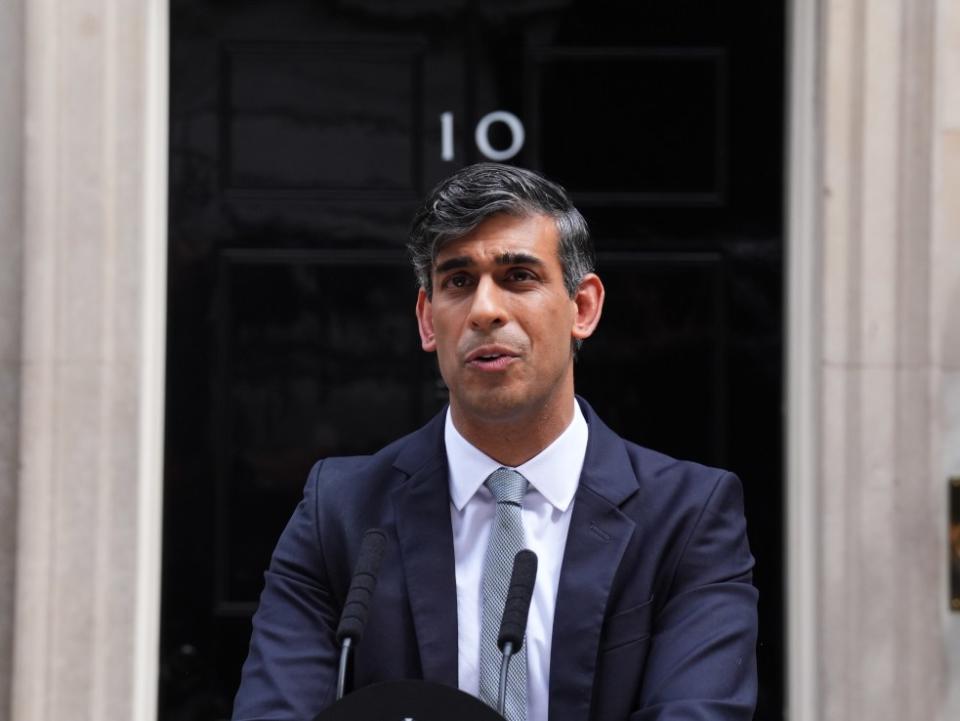 Outgoing Conservative Prime Minister Rishi Sunak gives a speech in Downing Street, London, following his party's landslide defeat to the Labour Party in the 2024 General Election. Picture date: Friday July 5, 2024. PA Photo. See PA story POLITICS Election. Photo credit should read: James Manning/PA Wire