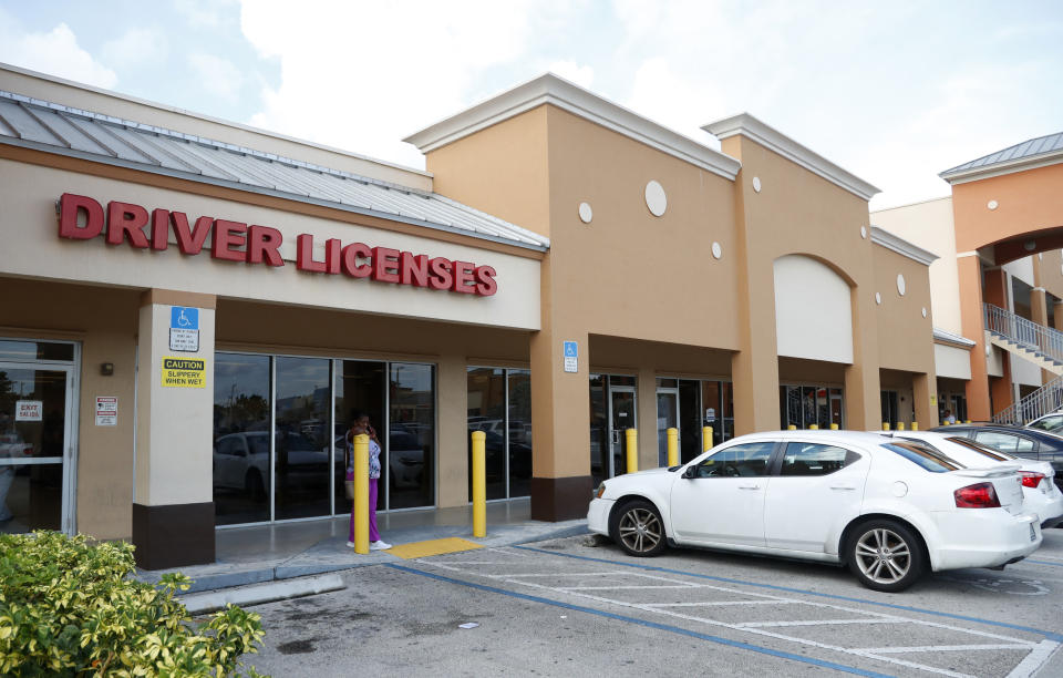 A Florida Highway Safety and Motor Vehicles drivers license service center is shown, Tuesday, Oct. 8, 2019, in Hialeah, Fla. The U.S. Census Bureau has asked the 50 states for drivers' license information, months after President Donald Trump ordered the collection of citizenship information. (AP Photo/Wilfredo Lee)