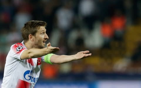 Marko Marin reacts during the UEFA Champions League group B soccer match between Red Star Belgrade and Olympiacos in Belgrade, Serbia, 01 October 2019 - Credit: REX