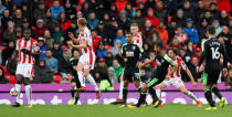 Soccer Football - Premier League - Stoke City vs AFC Bournemouth - bet365 Stadium, Stoke-on-Trent, Britain - October 21, 2017 Bournemouth's Andrew Surman scores their first goal REUTERS/David Klein