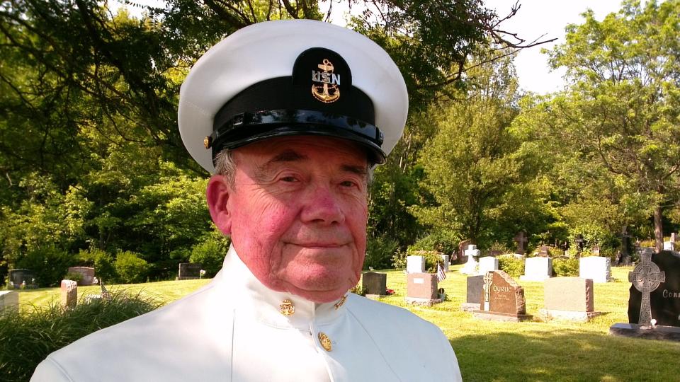 Walter Loveless, chaplain and president of the Broome County Veterans Memorial Association pictured at Calvary Cemetery in Johnson City. Loveless leads Honor Guards in service following funerals of military veterans.