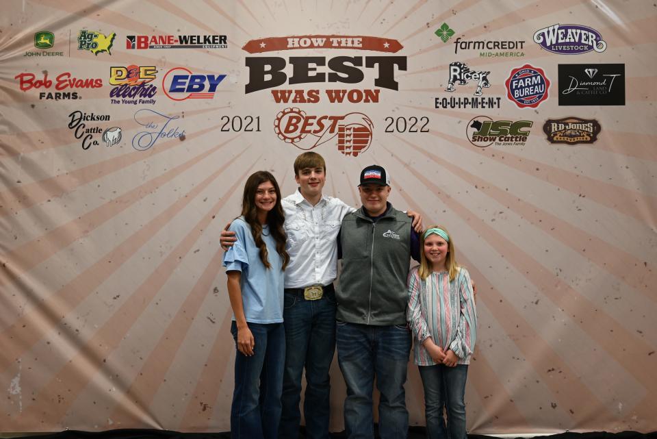 Representing Crawford County at the Ohio Cattlemen’s Association’s (OCA) Beef Exhibitor Show Total (BEST) program’s annual banquet were, left to right, Allison Lust, Colton Worden, Garrett Hensel and Rylee Bloomfield.