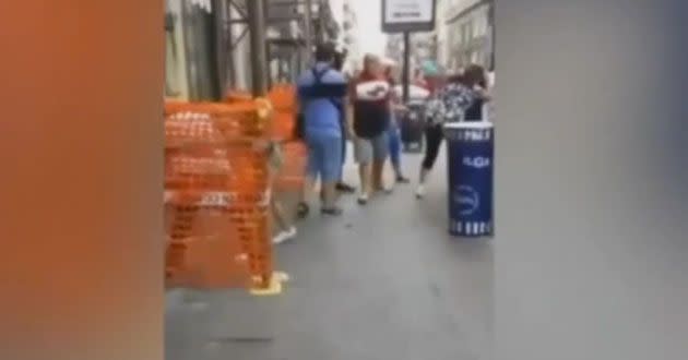 The four women fight each other on the street. Source: YouTube