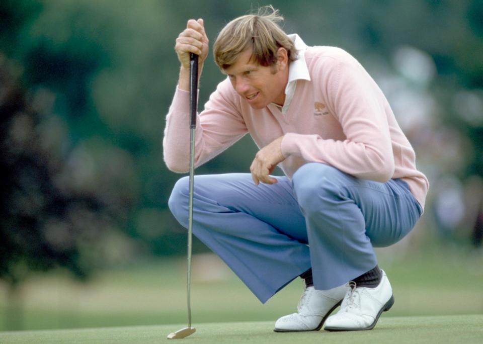 Lining up a putt during the US Open at Oakland Hills, Michigan, in 1985