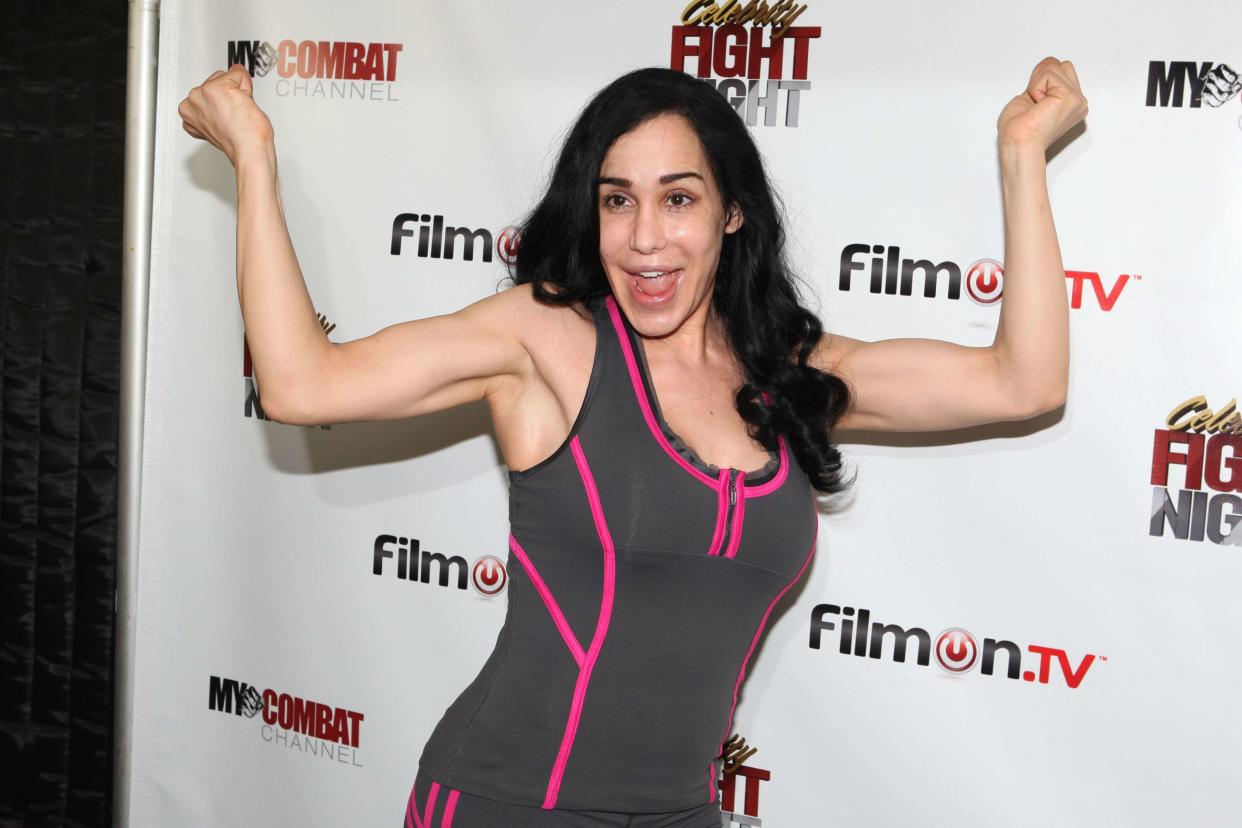 26 Sept 2011 - Beverly Hills, CA - Nadya 'Octomom' Suleman poses at the press conference of 'Celebrity Fight Night' in Beverly Hills, California. Photo Credit: Krista Kennell/Sipa Press/celebrityfightnight.030/1109262238