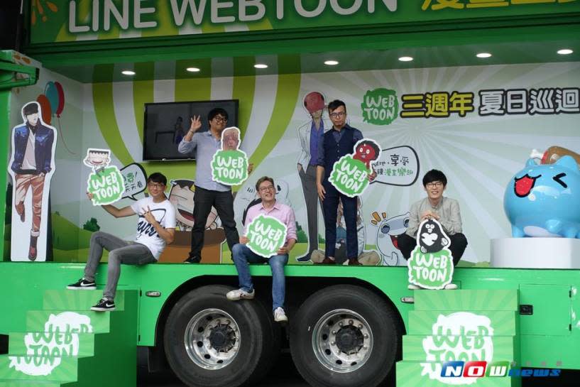 LINE WEBTOON創始者兼首席執行長金俊九（左三）表示，希望能培養出年收入2700萬新台幣作家（圖／記者陳敬哲攝 , 2017.7.4）