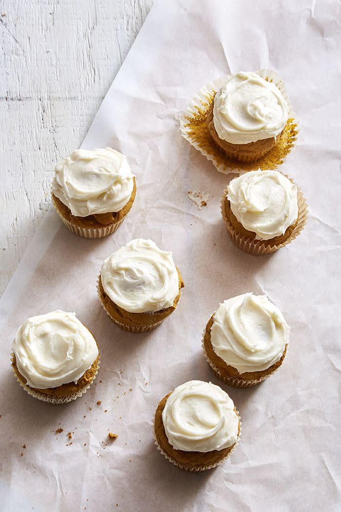 <p>They may look simple on the outside<em> but</em> there's a whole lotta spice on the inside. </p><p><em><a href="https://www.goodhousekeeping.com/food-recipes/dessert/a46088/pumpkin-spice-cupcakes-with-cream-cheese-frosting-recipe/" rel="nofollow noopener" target="_blank" data-ylk="slk:Get the recipe for Pumpkin Spice Cupcakes with Cream Cheese Frosting»;elm:context_link;itc:0;sec:content-canvas" class="link ">Get the recipe for Pumpkin Spice Cupcakes with Cream Cheese Frosting»</a></em><br></p><p><strong>RELATED:</strong> <a href="https://www.goodhousekeeping.com/food-recipes/g3639/best-pumpkin-recipes/" rel="nofollow noopener" target="_blank" data-ylk="slk:47 Sweet and Savory Pumpkin Recipes to Make This Fall;elm:context_link;itc:0;sec:content-canvas" class="link ">47 Sweet and Savory Pumpkin Recipes to Make This Fall</a></p>