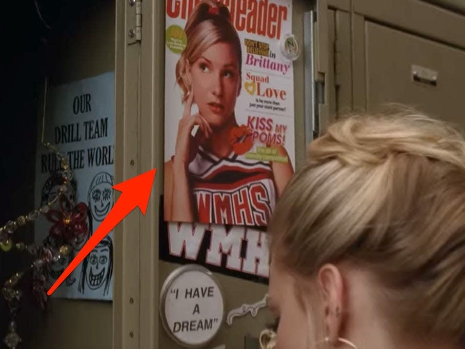 Brittany's locker with a magazine cover of her.