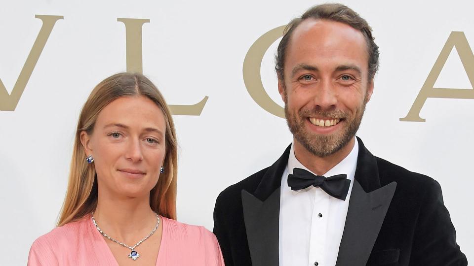 Alizee Thevenet and James Middleton attend the Bulgari gala dinner to celebrate the Queen's Platinum Jubilee and unveil the 'Jubilee Emerald Garden' high jewellery set at Westminster Abbey on July 1, 2022 in London, England