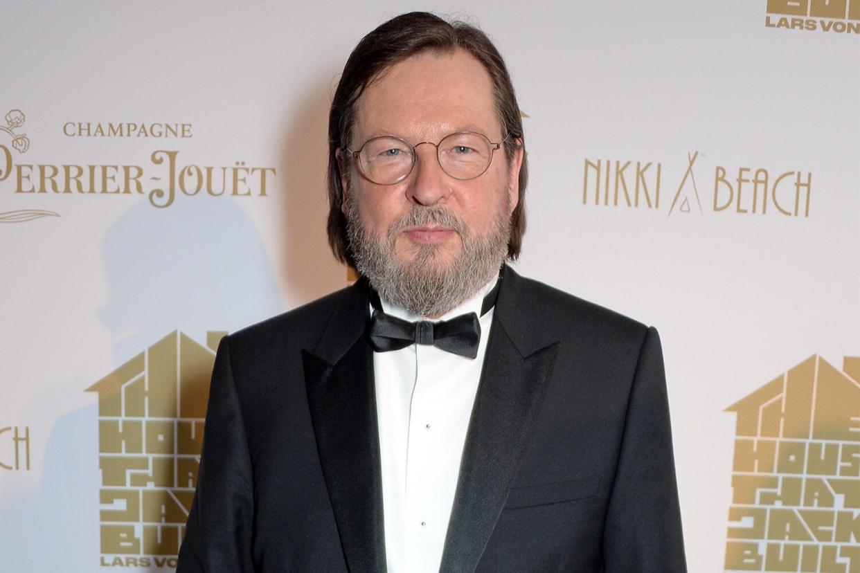 Director Lars von Trier poses at Nikki Beach for the Perrier Jouet celebration of "The House that Jack Built" on May 14, 2018 in Cannes, France.