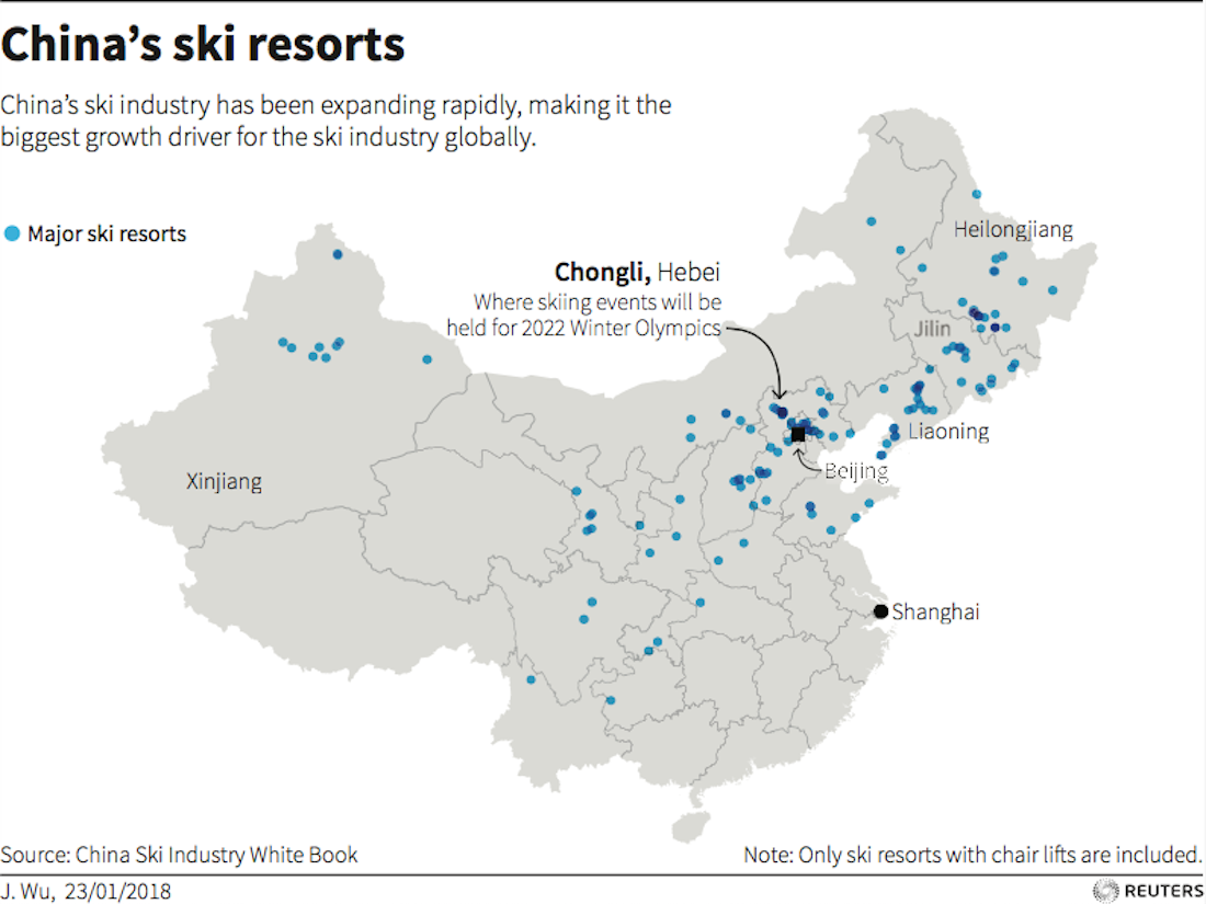 china ski resort map