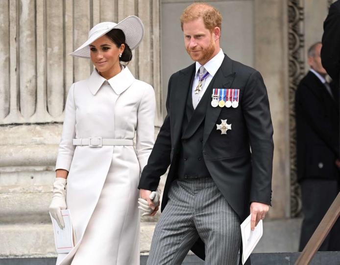 Meghan, Duchess of Sussex and Prince Harry, Duke of Sussex attend the National Service of Thanksgiving at St Paul's Cathedral