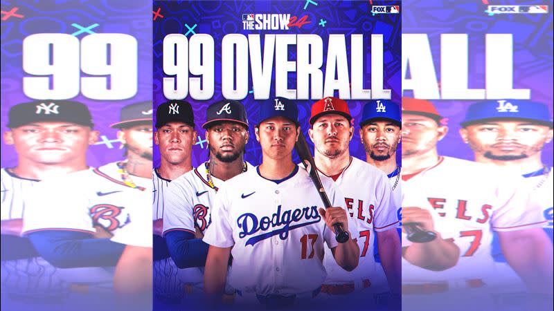 擬真電玩《MLB The Show》公布選手數值，這5人拿下99分。（圖／翻攝自FOX Sports: MLB推特）