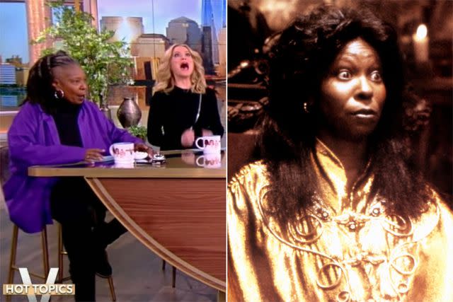 <p>ABC; Everett Collection </p> Whoopi Goldberg and Sara Haines on 'The View'; Goldberg in 'Ghost'