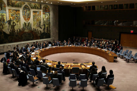 The United Nations Security Council meets to discuss imposing new sanctions on North Korea, in New York, U.S., December 22, 2017. REUTERS/Amr Alfiky