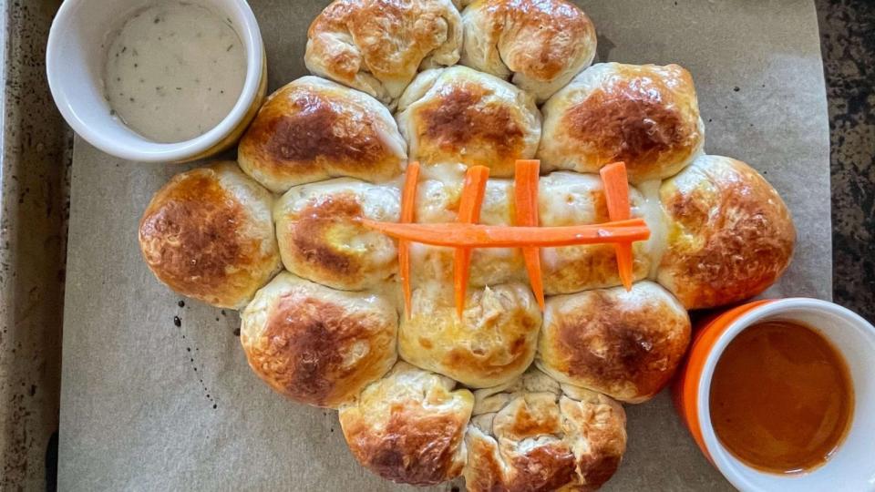 PHOTO: Buffalo chicken stuffed biscuits for football season. (Jaymee Sire)