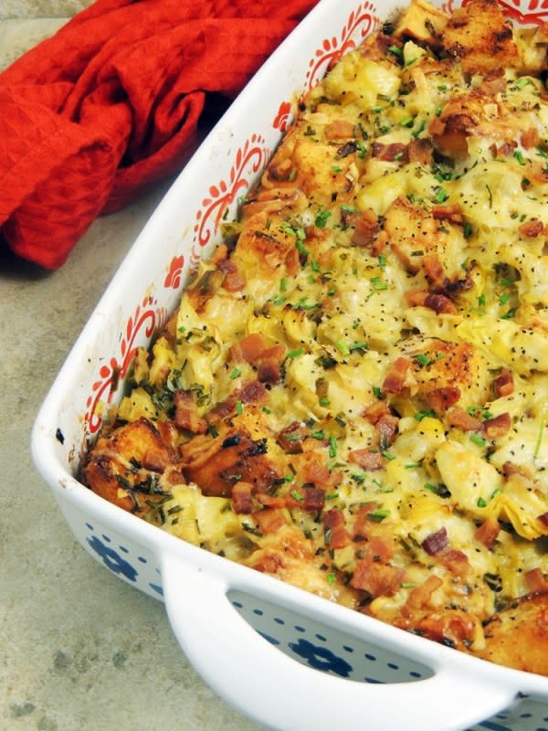 <p>Bobbi Burleson</p><p>This bacon leek and artichoke bread pudding is hearty, tasty and full of flavor! </p><p><strong>Get the recipe: <a href="https://parade.com/841978/bobbiburleson/bacon-leek-and-artichoke-bread-pudding/" rel="nofollow noopener" target="_blank" data-ylk="slk:Bacon, Leek and Artichoke Bread Pudding;elm:context_link;itc:0;sec:content-canvas" class="link "><em>Bacon, Leek and Artichoke Bread Pudding</em></a></strong></p>