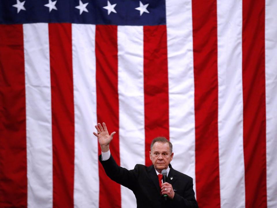 Republican candidate for U.S. Senate Judge Roy Moore speaks during a campaign rally in Midland City, Alabama, U.S., December 11, 2017.