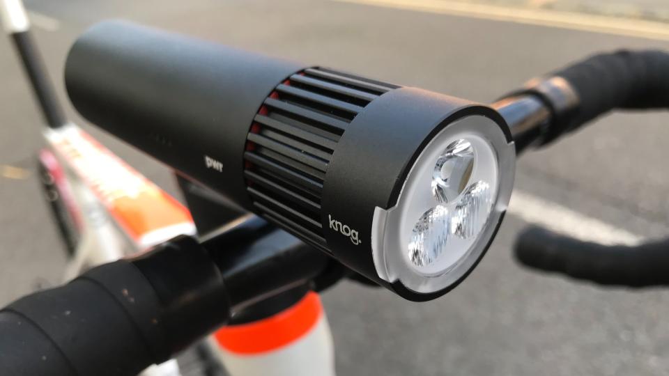 Image shows Knog PWR Trail 1100 front bike light.