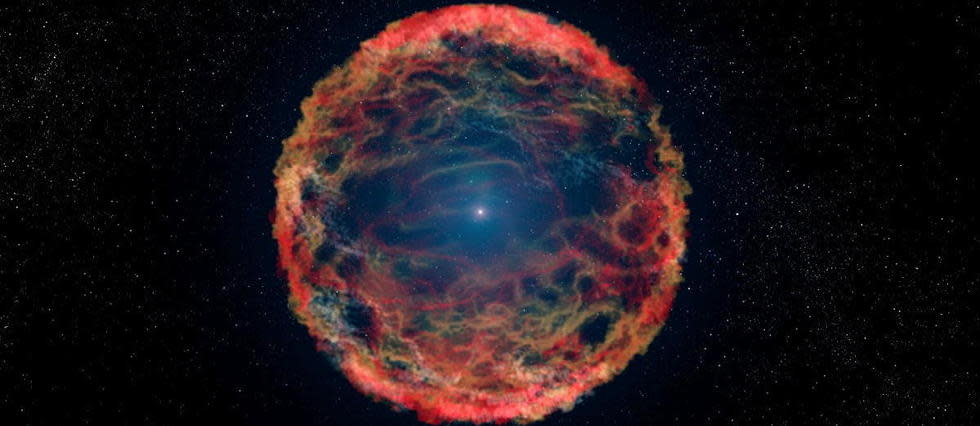 Représentation artistique d'une supernova résultant de la mort d'une étoile. 
