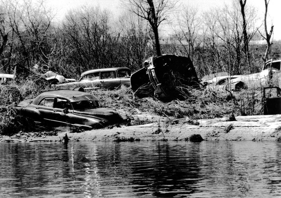 Before the cleanup known as Project ZAP began in 1972, the banks of the Blackstone River were often used as a dumping ground. This 1970 photograph, shot in northern Rhode Island, shows the scope of the problem.