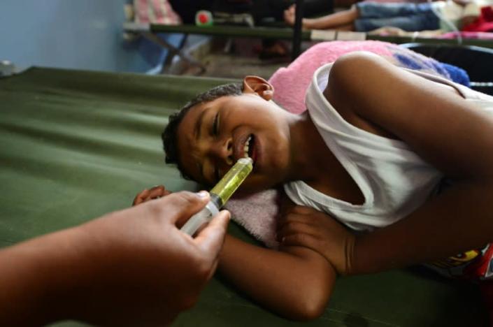 There are 26 children aged between two and 14 being treated for dengue fever at the hospital in La Paz, western Honduras (AFP Photo/ORLANDO SIERRA)