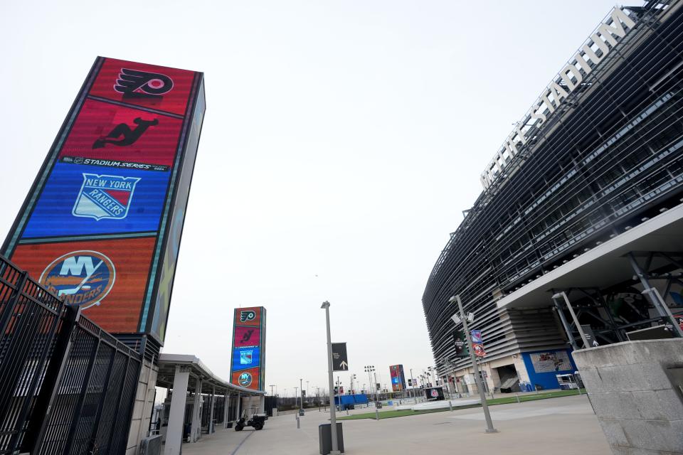 The outside of MetLife Stadium is shown, Monday, February 12, 2024, where the NHL will host the Stadium Series, this weekend.