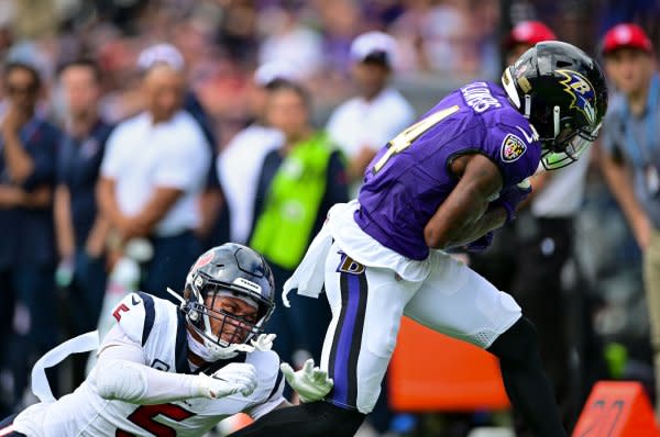 Baltimore Ravens wide receiver Zay Flowers' (R) ability to create yards after catches continues to result in fantasy football production for his stock owners. File Photo by David Tulis/UPI