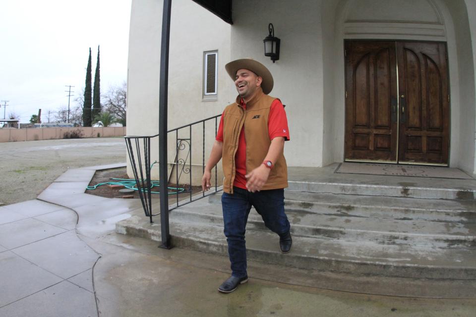 Joe Soria is shown at a Sacred Heart Catholic Church in his hometown of Lindsay, in Tulare County.