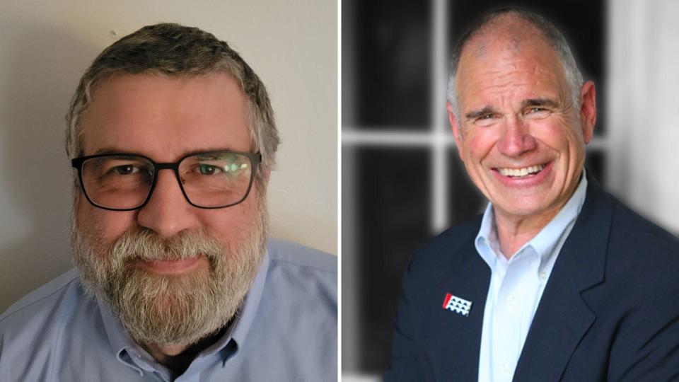 (Left to right): A J Drew and incumbent Carl Voss are running for the at-large seat on the Des Moines City Council.