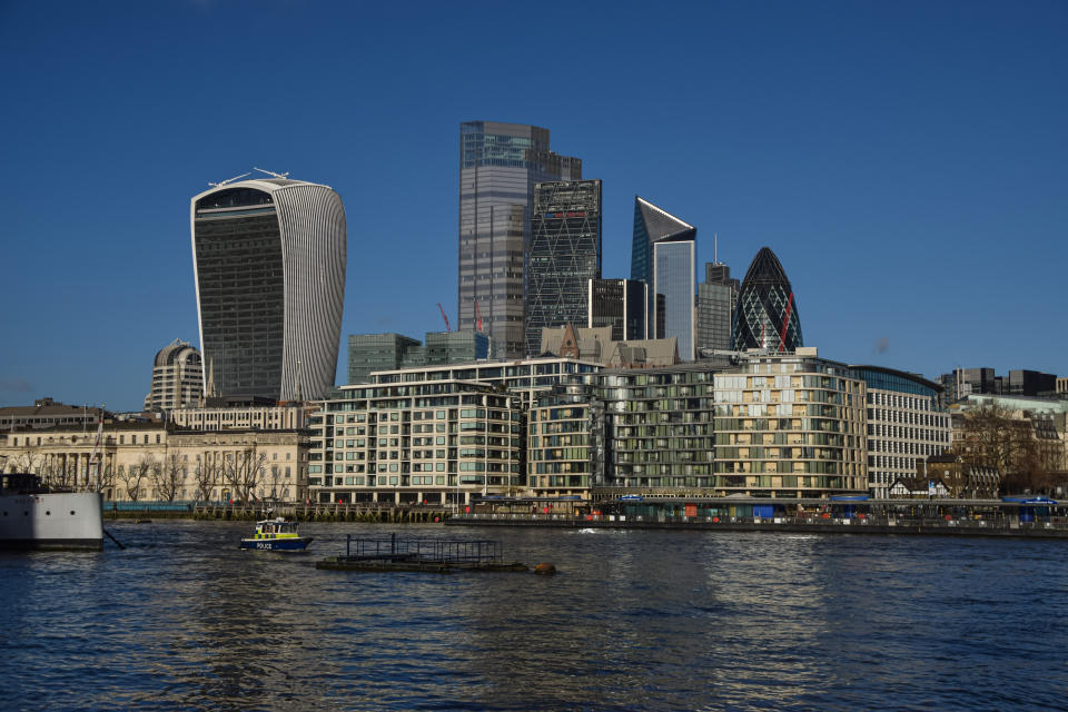 LONDON, UNITED KINGDOM - 2020/12/15: General view of the City of London skyline. (Photo by Vuk Valcic/SOPA Images/LightRocket via Getty Images)