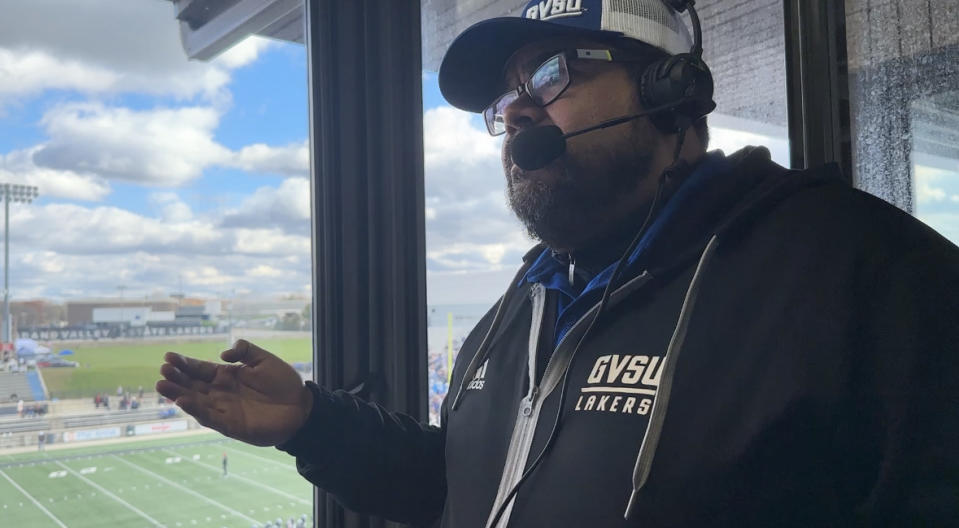 Football season at Grand Valley State University means go time for Elio Benitez, the co-host of Vamos Lakers.