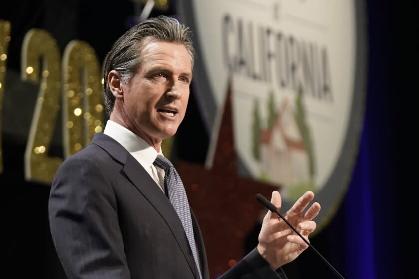 California Gov. Gavin Newsom speaks at the California Association of Realtors Legislative Day in Sacramento, Calif.,