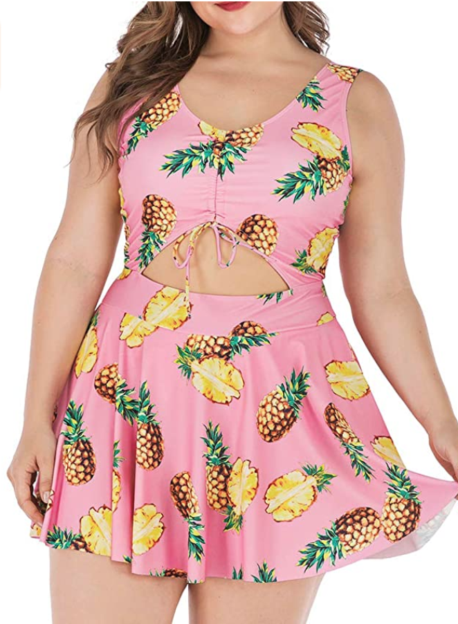 Strappy Pineapple Cutout Swimdress