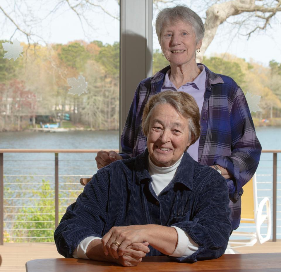 Diane Willcox and Nancy Douttiel of South Yarmouth, photographed at home on Tuesday, will celebrate their 20th wedding anniversary this year and Friday is a major part of the celebration. Friday marks 20 years since the Massachusetts Supreme Judicial Court decision took effect allowing same-sex couples the freedom to marry.