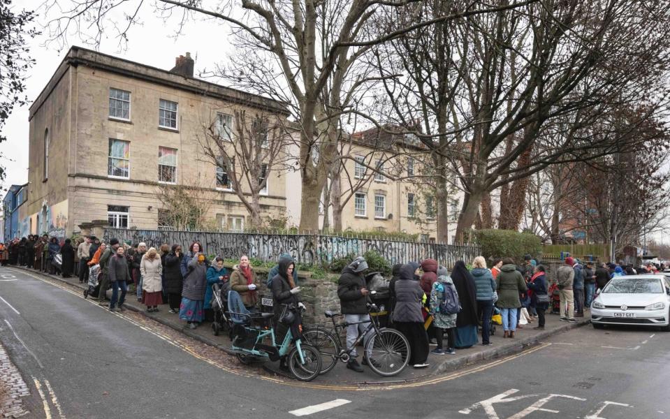 Hundreds of people queuing outside a new dental practice in St Pauls, Bristol, on Monday February 5 2024