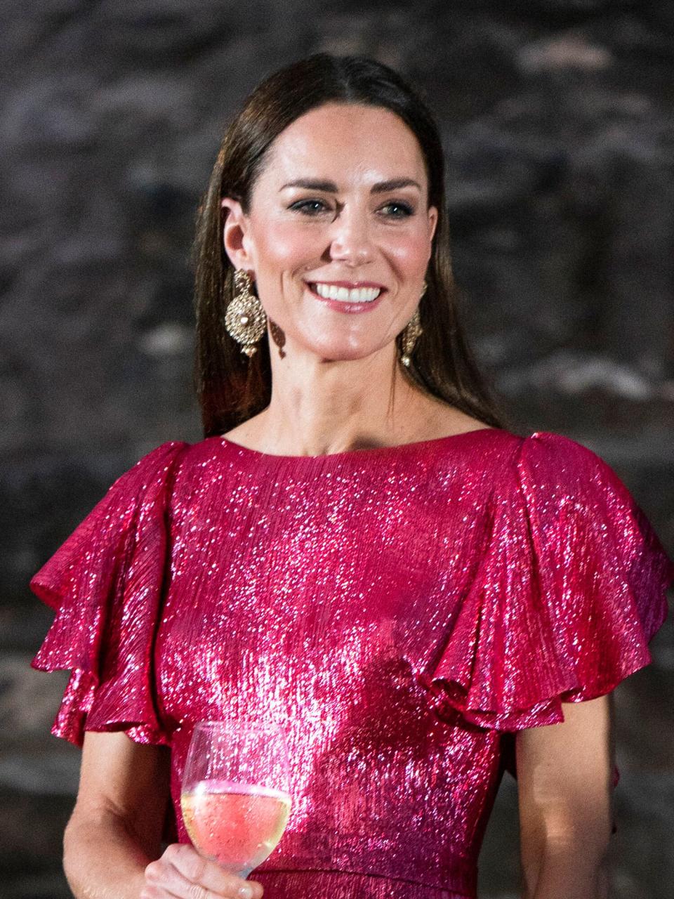 Catherine, Duchess of Cambridge attends a special reception hosted by the Governor General of Belize in celebration of Her Majesty The Queen’s Platinum Jubilee on March 21, 2022 in Cahal Pech, Belize
